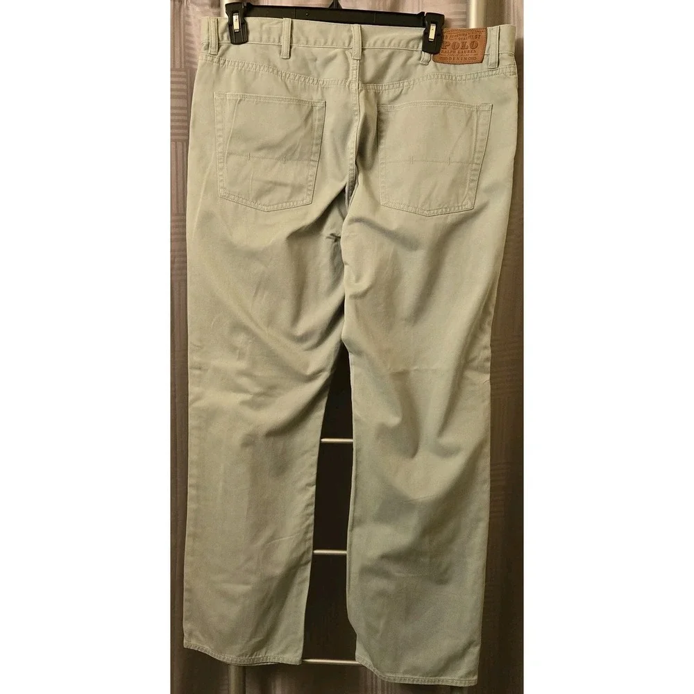 Polo Ralph Lauren Mens Pale Green Straight Leg Denim Pants 38x30 Pony Logo